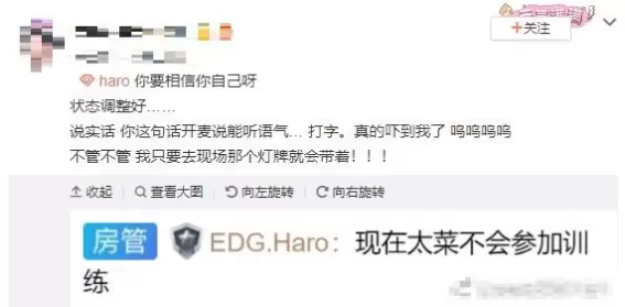 厂长回归EDG后Haro失去自信：太菜了不会参加训练赛