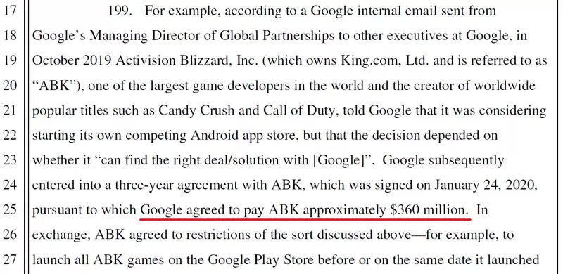 Epic指责谷歌向《糖果传奇》开发商ABK支付3.6亿美元以不创建竞争性商店