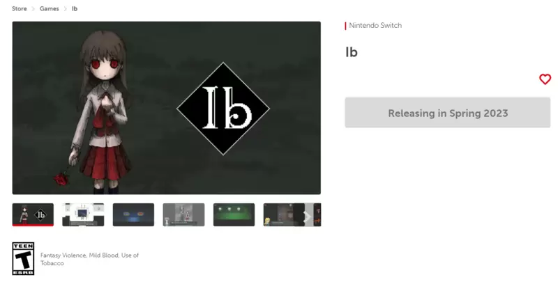 解谜游戏《IB恐怖美术馆》eShop数字版已开启预售，将于3月登陆任天堂Switch