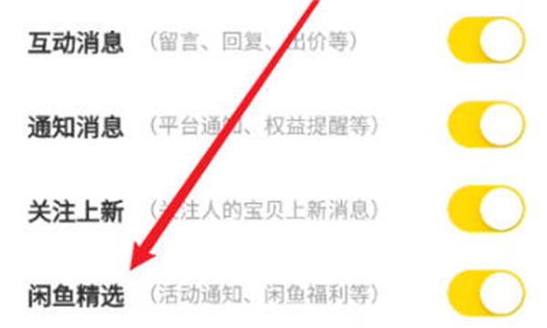 闲鱼怎么关闭闲鱼精选通知图3